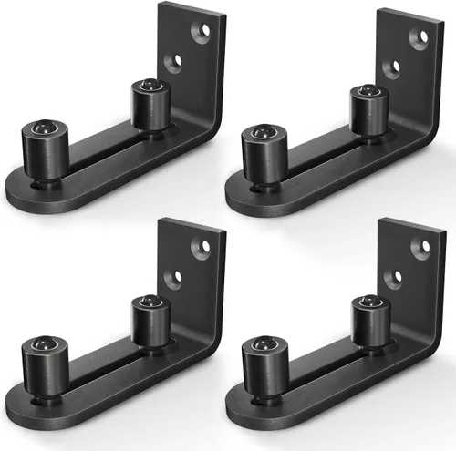 Vista 9 de Guía de suelo para puerta corrediza de granero, con rodillos de rodamientos de bolas ajustables, sistema de montaje en pared, diseño de fondo plano