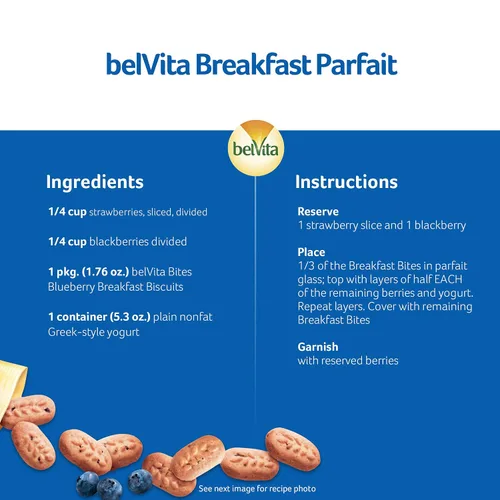 Vista 12 de belVita Bocadillos de galletas de desayuno, sabor a arándano, 5 paquetes