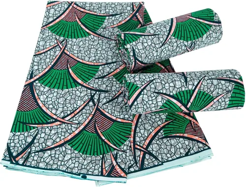 Vista 4 de Tela de algodón africana de la impresión de la cera de Ankara de 6 yardas usada para el material de costura