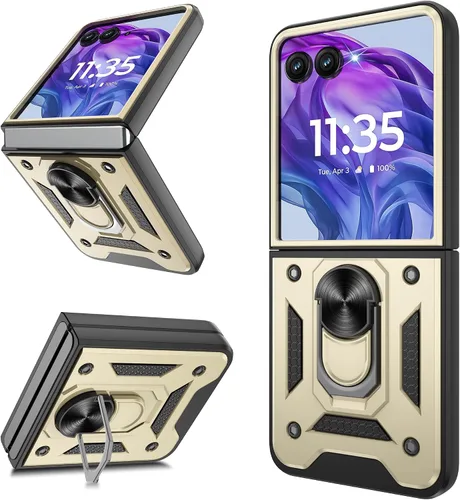 Vista 12 de Funda protectora para Motorola Razr+ Plus 2024/Razr+ Plus 2025, resistente a prueba de golpes con rotación de 360° con soporte de metal