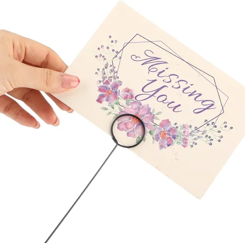 Vista 5 de Hotop 30 Piezas Soporte de Tarjetas Florales con Púas de Alambre de Metal para Tarjetas de Lugar, Soporte de 13.4 Pulgadas para Fotos y Notas, Clip