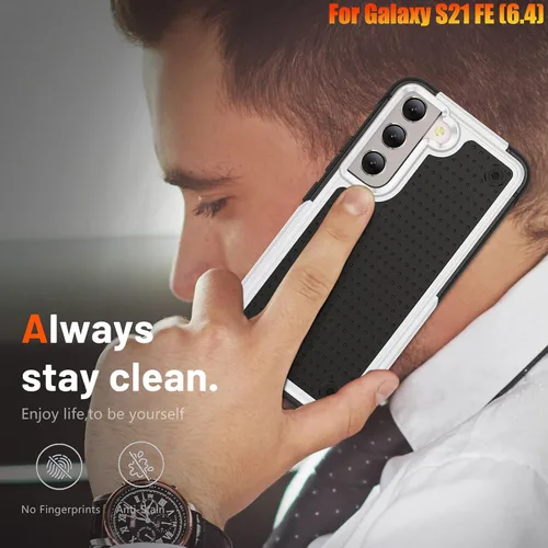 Vista 7 de Funda resistente para Samsung Galaxy S21 FE (5G) de 6.4 pulgadas, 4 esquinas con bolsas de aire [protección contra caídas de 12 pies], agarre