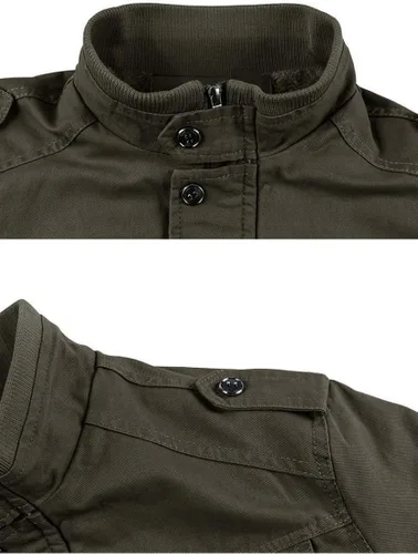 Vista 7 de CRYSULLY - Chaqueta de invierno de forro polar para hombre, estilo informal, con varios bolsillos, abrigo de campo