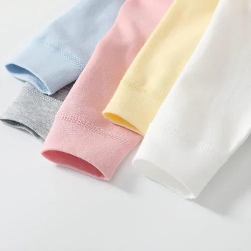 Vista 4 de HAOLUKI Baby Long Sleeve Side-snap Cotton Shirt Unisex Newborn Girls Boys Kimono Tee Shirts Top