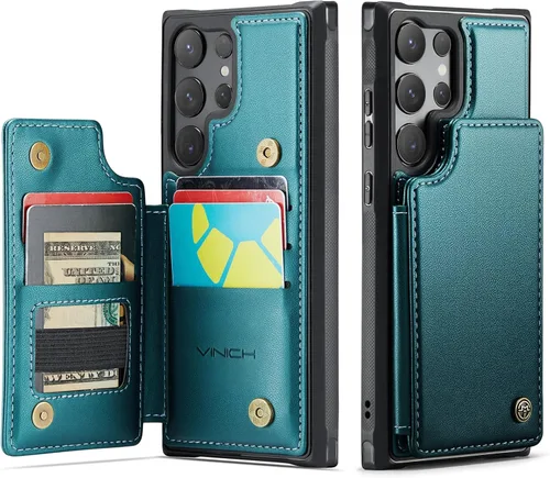Vista 13 de Vinich - Funda tipo cartera para Samsung Galaxy S23 con tarjetero, color negro Ranuras de crédito con bloqueo RFID, soporte para teléfono a prueba