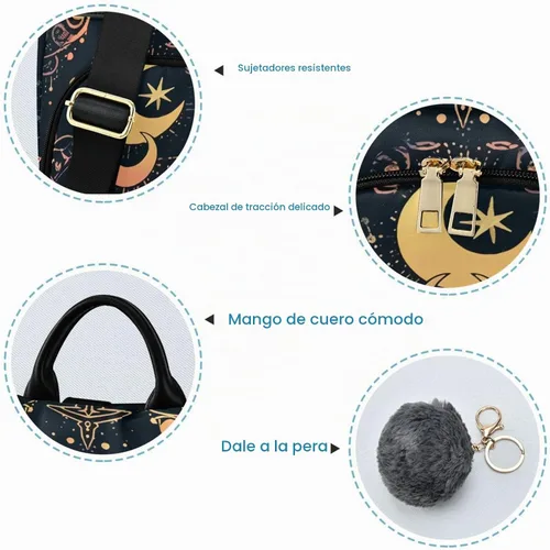 Vista 6 de ALAZA - Mochila para mujer, divertida, antirrobo, a la moda, bolsa de hombro, mochila de mujer, Alquimia, Classic