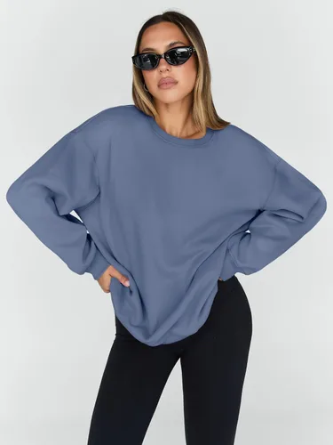 Vista 2 de Trendy Queen - Sudaderas para mujer, sudaderas con capucha de gran tamaño, cuello redondo, suéteres cómodos para otoño e invierno, ropa a la moda