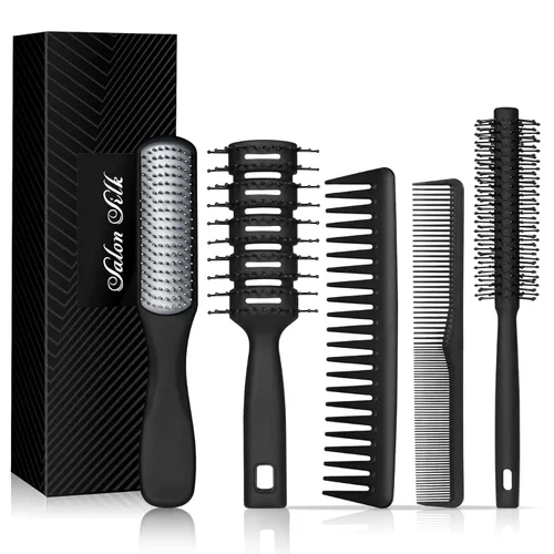 Vista 10 de Juego de 3 peines para hombres, peine de dientes finos y anchos - Cepillo rodillo para dar volumen, peine para peinar y acicalar para hombres