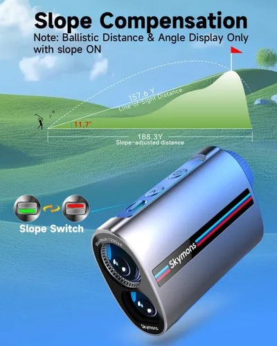 Vista 4 de Mini Metal Golf RangeFinder with Slope,1200Y Range Finder, 0.3s Flagpole Locking Vibration, 7X Magnification, 95%Transmission Lens,Flag Pole Lock