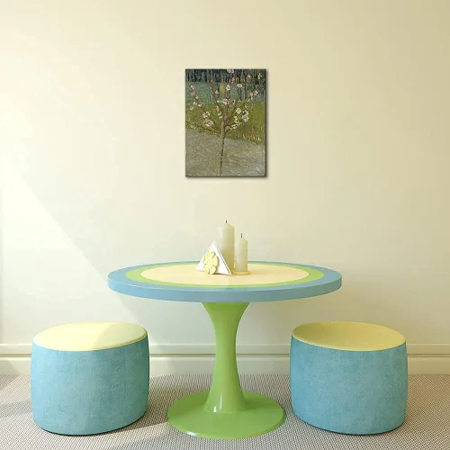Vista 7 de Wieco Art Lienzo de árbol de almendro en flor, reproducción de pintura al óleo famosa de Van Gogh, arte de pared clásico abstracto de flores listo