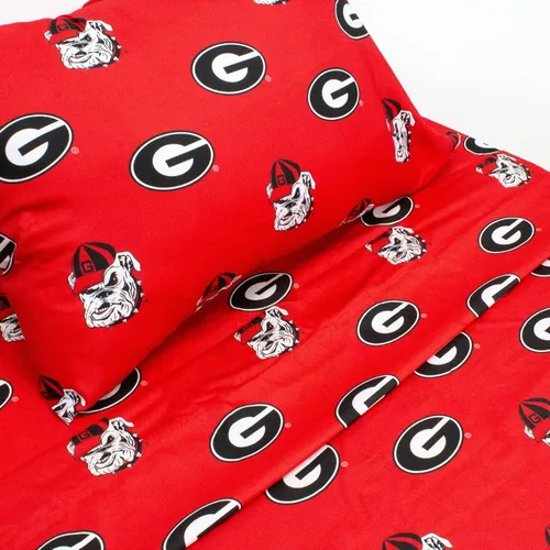Vista 3 de College Covers Everything Comfy Georgia Bulldogs - Juego de sábanas de 3 piezas tamaño individual XL, fondo de color del equipo, 1 sábana encimera