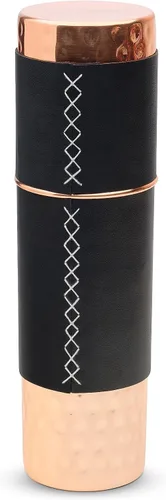 Vista 3 de Kitchen Science Botella de cobre ayurvédica auténtica (1000ml/34oz) con vaso de cobre y fundas de cuero para agua potable Testada en laboratorio