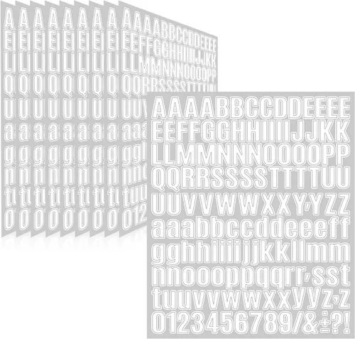 Vista 44 de 1550 piezas de 10 hojas de calcomanías de letras, calcomanías de números y alfabeto de buzón de vinilo, calcomanías autoadhesivas impermeables