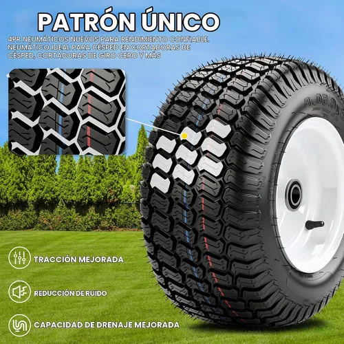 Vista 2 de YITAMOTOR 16X6.50-8 Rueda de cortacésped y conjuntos de neumáticos, 4 capas Negro