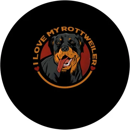 Vista 3 de I Love My Rottweiler Dueño de perro PopSockets PopGrip intercambiables con corazón rotativo