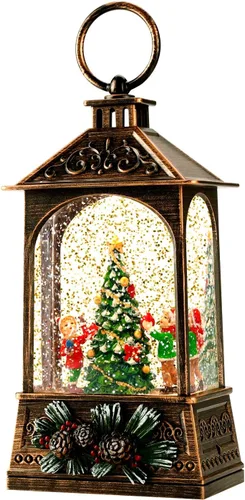 Vista 9 de Decoraciones de Navidad para interiores - 8 canciones navideñas, globo de nieve de Navidad musical - Globo de nieve con remolino de purpurina