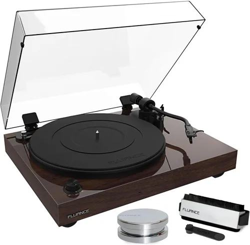 Vista 9 de Fluance RT82 - Tocadiscos de vinilo de alta fidelidad de referencia con cartucho Ortofon OM 10, motor de control de velocidad, peso de récord, lápiz