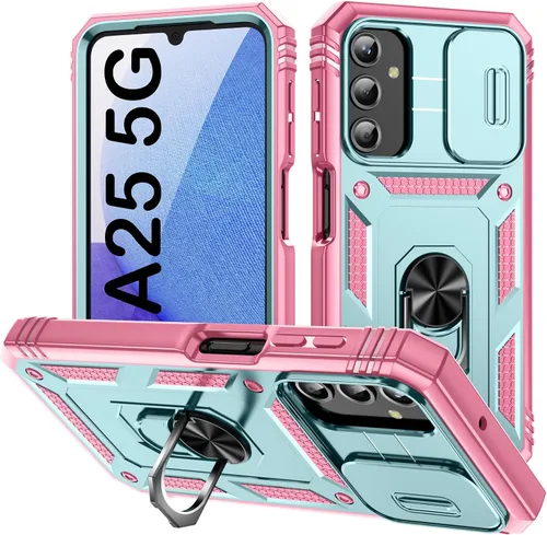 Vista 22 de PASNEW Funda militar para iPhone 13 Pro Max, cubierta de cámara deslizante y soporte de anillo de metal de 360°, carcasa rígida multicapa resistente