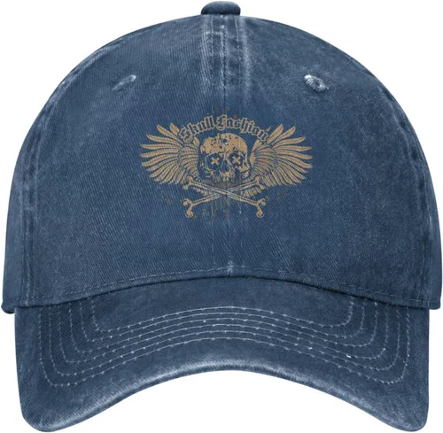 Vista 2 de Sombrero de vaquero de moda para hombre y mujer, ajustable para cuatro estaciones, gorra de béisbol del infierno con ángel, azul marino, Azul marino