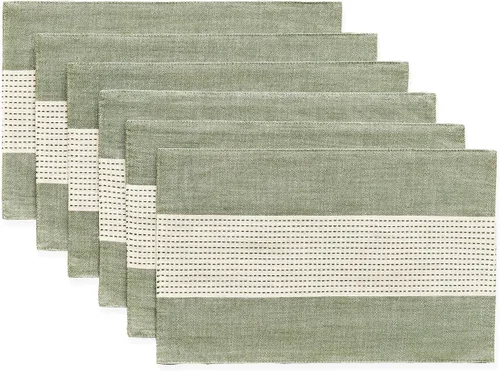 Vista 12 de Wracra Juego de 4 manteles individuales de lino, 12 x 18 pulgadas, manteles individuales de macramé para mesa de cocina y resistentes al calor Aqua