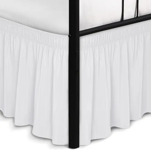 Vista 33 de Biscaynebay Faldas de cama envolventes con esquinas divididas para camas Twin/Twin XL de 15 pulgadas de caída, volantes de polvo elásticos Negro