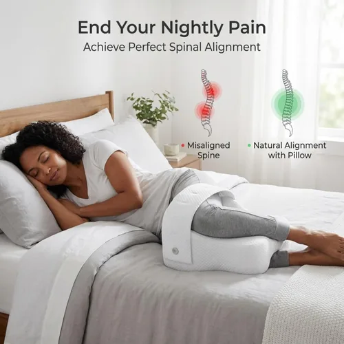 Vista 3 de Almohada de rodilla para personas que duermen de lado con correa ajustable, almohada de espuma viscoelástica para piernas para dormir de lado