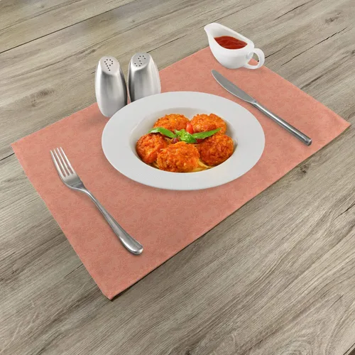 Vista 2 de Ambesonne Juego de 4 manteles individuales color durazno con estampado de flores inspiradas en la naturaleza con color suave, estampado de follaje