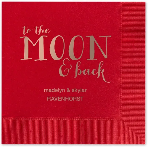 Vista 4 de Moon And Back - Servilletas de cena personalizadas, 100 servilletas negras de papel de 3 capas con elección de papel de aluminio/servilletas
