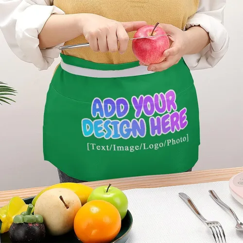 Vista 27 de AXKEUDO Delantal personalizado con bolsillos, delantales de cintura para camarera para cocinar en casa, restaurante, servir trabajo