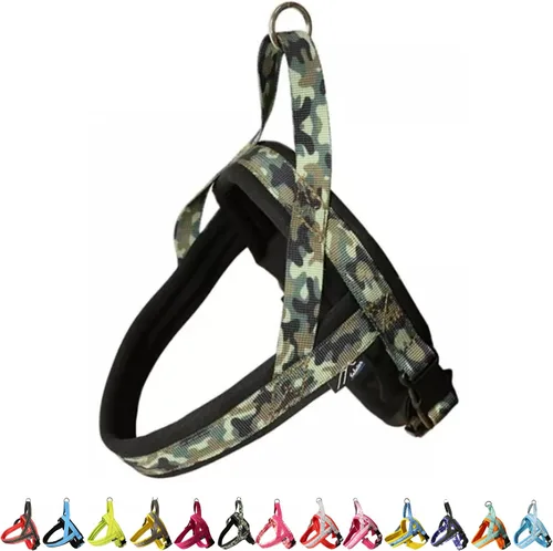 Vista 16 de Hakusan - Arnés tipo camuflaje para perro, seguro, sin asfixia, difícil de desconectar, gran ajuste, fácil de poner y quitar, ajustable, reflector