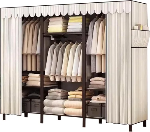 Vista 19 de large closets Folding Closet with Cloth Cover Clothes Closet Portable Wardrobe Closet Metal Iron Frame Closets for Bedroom Large Closet Space-saving