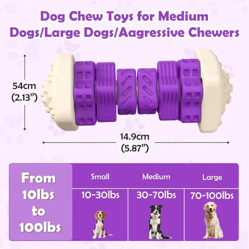 Vista 3 de RUXAN Juguetes masticables para perros, juguetes masticadores para perros, juguetes masticables para perros, juguete interactivo resistente