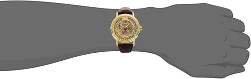Vista 5 de SEWOR Reloj de pulsera de cuero de estilo vintage transparente con esqueleto mecánico para hombre