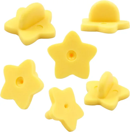 Vista 6 de Paquete de 100 pines de goma en forma de estrella, soporte de broche para corbata de sombrero de insignia de uniforme (negro)