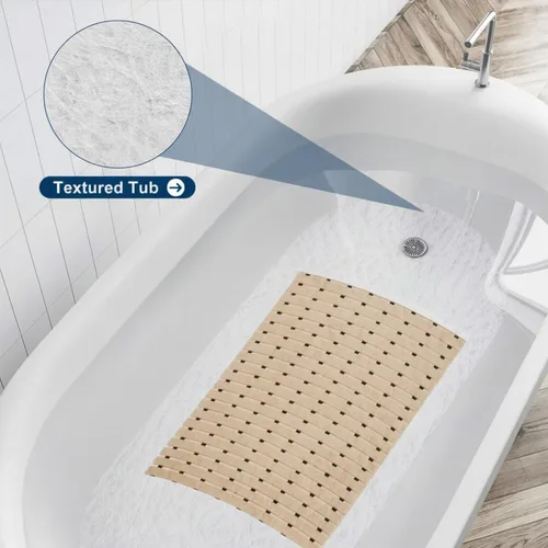 Vista 6 de AceOrbit Tapete con peso antideslizante para bañera, tapete de baño texturizado de elastómero termoplástico (TPE) para superficies texturizadas