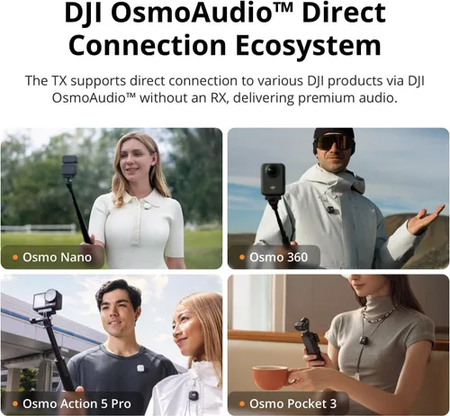 Vista 5 de DJI Mic Mini (1 TX + 1 Mobile RX), micrófono inalámbrico para smartphone iPhone 17/16/15 y Android, USB-C Plug and Play, compacto y ligero