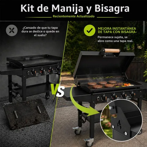 Vista 2 de Kit de mango y bisagra para parrilla Blackstone de 28" 36" 44" bisagras de Negro