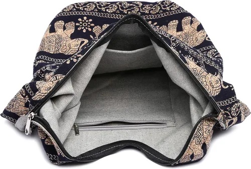 Vista 37 de Bolsa de hombro para mujer, de lona en estilo hippie/bohemio para llevar cruzada al hombro, disponible en diferentes colores y estampados