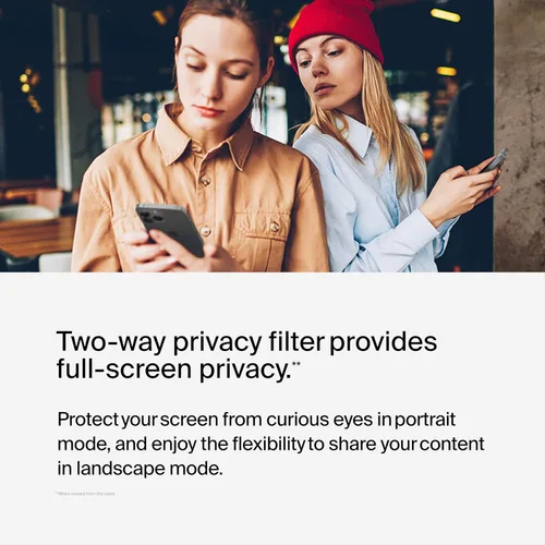 Vista 5 de Belkin ScreenForce - Protector de pantalla de privacidad de vidrio templado para iPhone 14 Pro, superficie tratada con revestimiento antihuellas