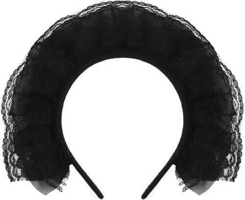 Vista 5 de YiZYiF - Diadema gótica de encaje con volantes accesorio para el pelo para mujeres y niñas