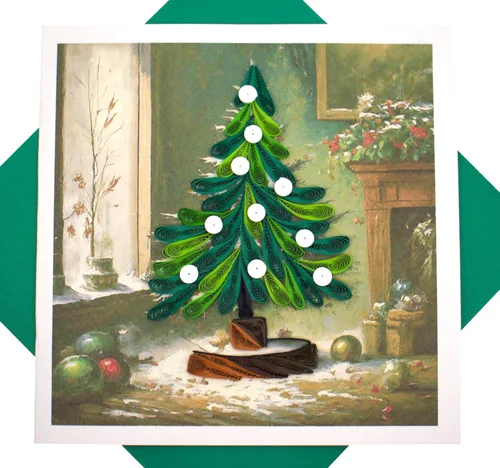 Vista 14 de Globo de nieve de Navidad, tarjeta de Navidad con filigrana - Arte único dedicado hecho a mano, tarjeta de felicitación de diseño para toda ocasión