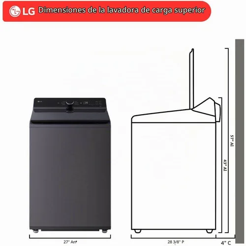 Vista 2 de LG WT8400CB - Arandela de carga superior de capacidad mega de 5.5 pies cúbicos con EasyUnload - Negro mate