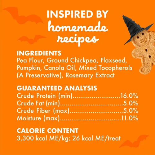Vista 3 de Buddy Biscuits Golosinas crujientes para perros de Halloween sin trigo con calabaza, caja de 14 onzas