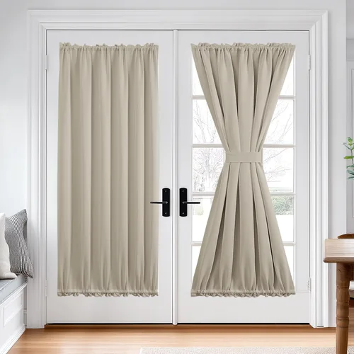 Vista 79 de Deconovo Cortinas opacas para puerta, bolsillo para cortinero y cortinas de bloqueo con aislamiento térmico para dormitorio, 137.16 x 189.2 cm, azul