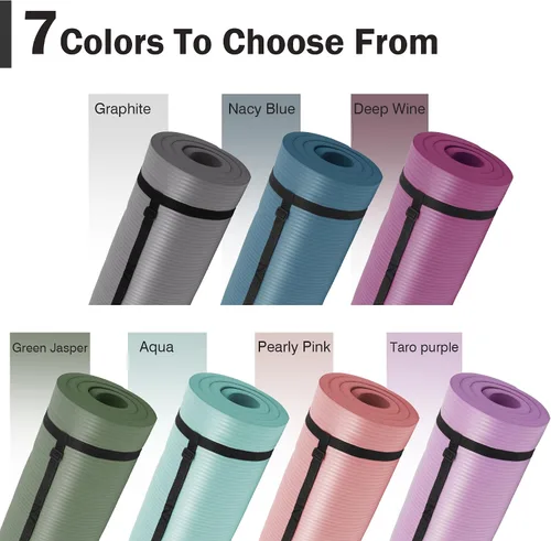 Vista 3 de BalanceFrom Tapete de yoga de 1 pulgada extra grueso de alta densidad con superficie antideslizante y correa de transporte para hombres y mujeres