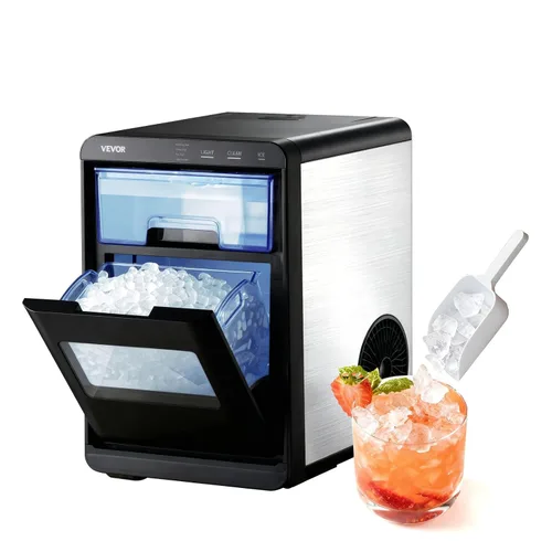Vista 11 de VEVOR Máquina de hielo para encimera, 26 libras en 24 horas, 9 cubos listos en 7 minutos, máquina de hielo autolimpiante con cuchara y cesta