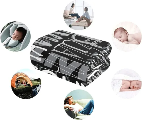 Vista 6 de Manta personalizada con nombre, mantas de monograma personalizadas con diseño de color de contraste, manta personalizada para bebé, niña, niño