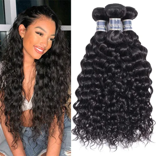 Vista 14 de Extensiones de cabello humano virgen brasileño ondulado de 10, 12, 14 pulgadas, sin procesar, mojado y ondulado, 3 paquetes de extensiones