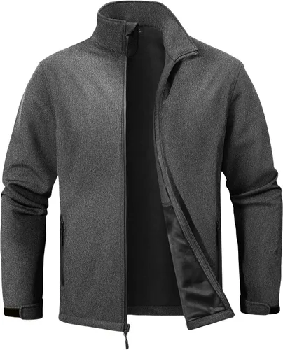 Vista 7 de ZITY Chaqueta Softshell Ligera para Hombre con Forro Polar Impermeable Chaqueta de Lluvia con Cremallera Carcasa Suave Cortavientos Rompevientos