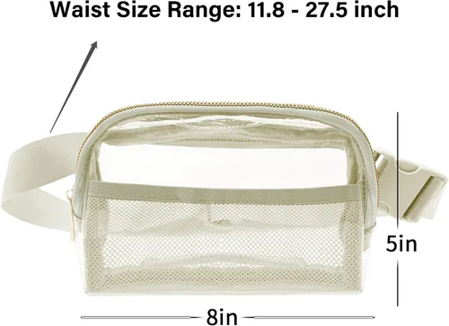 Vista 5 de Clear Fanny Pack Stadium Approved - Bomvabe Fanny Packs for Women Men Water-resistant Waist Bag Clear Purse Transparent Adjustable Belt Bag for